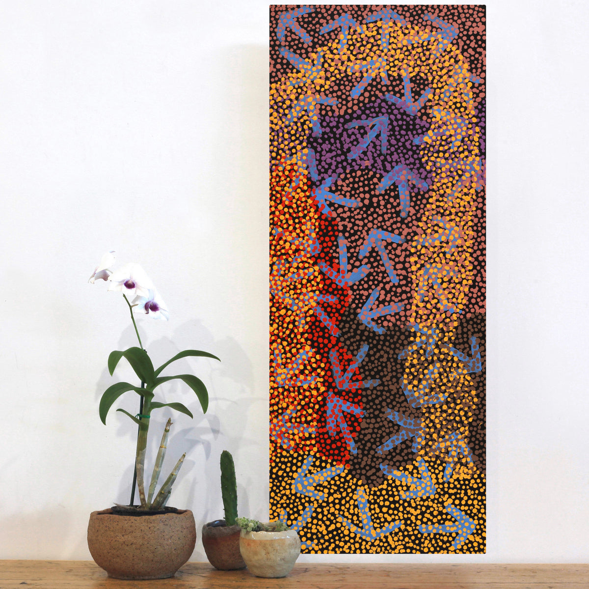 Aboriginal Art by Margaret Nangala Gallagher, Yankirri Jukurrpa (Emu Dreaming), 76x30cm - ART ARK®