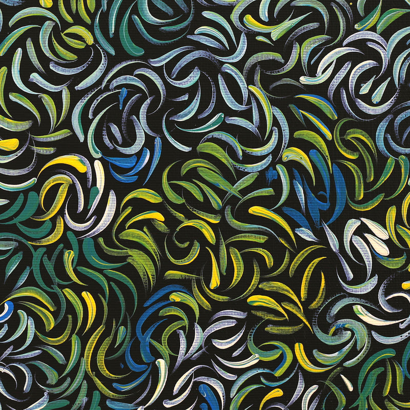 Aboriginal Artwork by Nola Napangardi Fisher, Purrpalanji (Skinny Bush Banana) Jukurrpa, 30x30cm