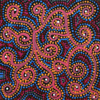 Aboriginal Artwork by Tina Napangardi Martin, Jintiparnta Jukurrpa (Desert Truffle Dreaming) - Mina Mina, 30x30cm
