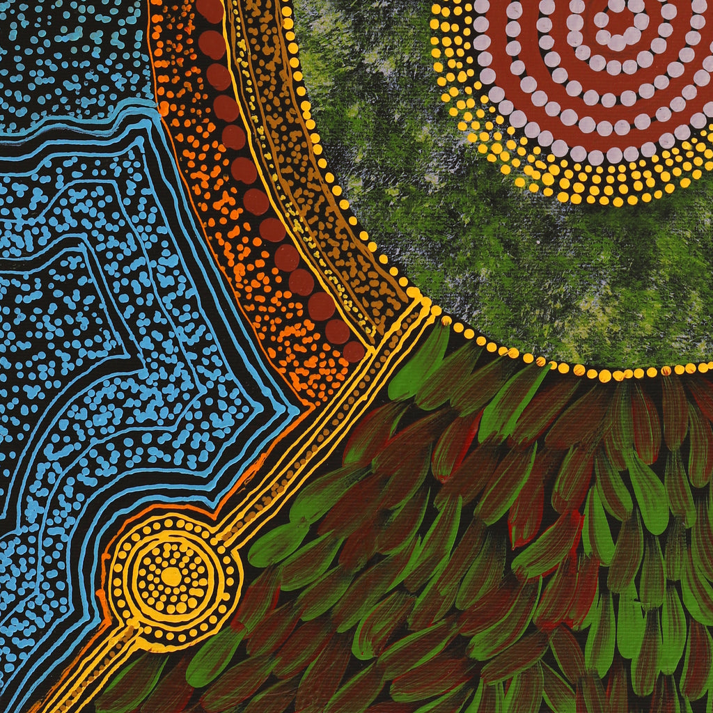 Aboriginal Artwork by Vicki Napaljarri Dixon, Ngarlkirdi Jukurrpa (Witchetty Grub Dreaming), 50x40cm