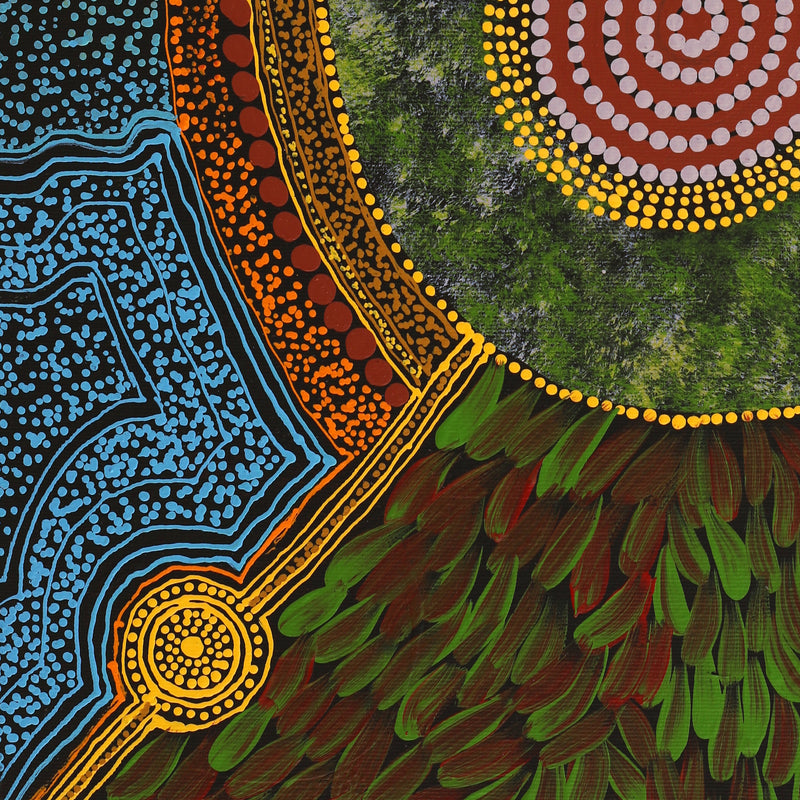 Aboriginal Artwork by Vicki Napaljarri Dixon, Ngarlkirdi Jukurrpa (Witchetty Grub Dreaming), 50x40cm