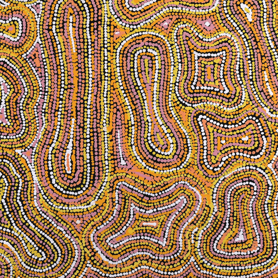 Aboriginal Artwork by Virginia Napaljarri Sims, Mina Mina Jukurrpa (Mina Mina Dreaming), 91x91cm