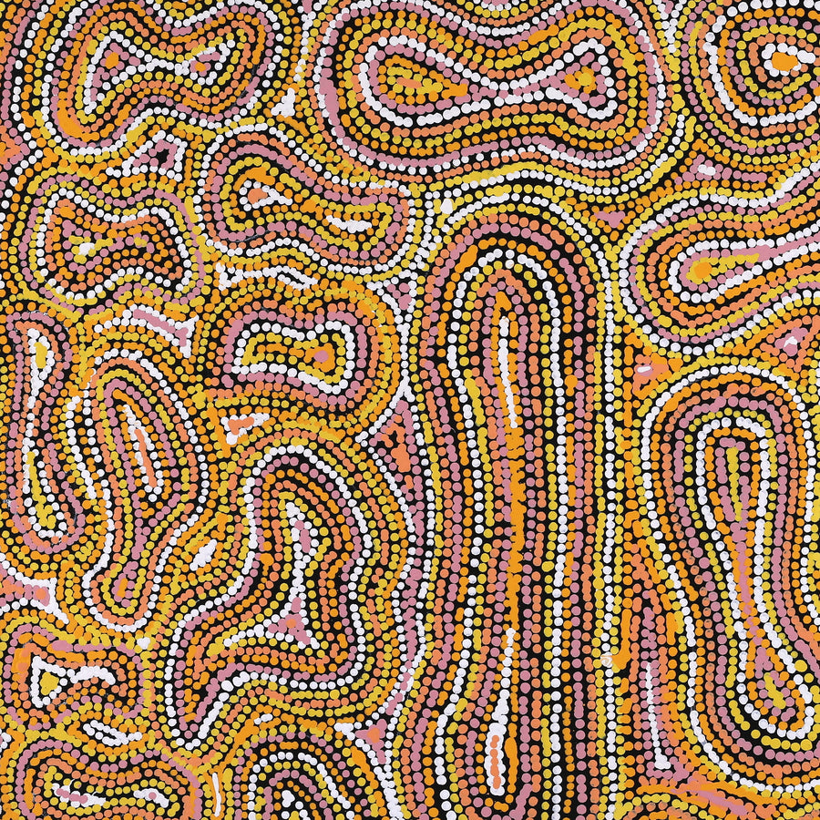 Aboriginal Artwork by Virginia Napaljarri Sims, Mina Mina Jukurrpa (Mina Mina Dreaming), 91x91cm