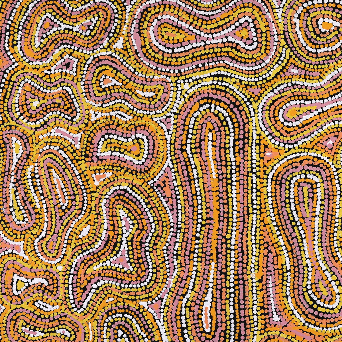 Aboriginal Art by Virginia Napaljarri Sims, Mina Mina Jukurrpa (Mina Mina Dreaming), 91x91cm - ART ARK®