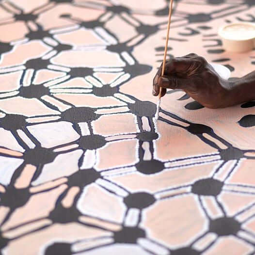 Aboriginal Artwork by Bess Napanangka Poulson, Ngapa Jukurrpa (Water Dreaming) - Puyurru, 182x76cm