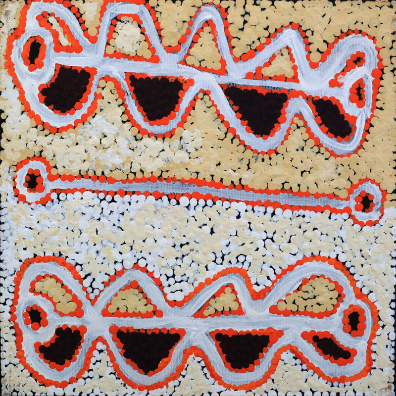 Aboriginal Artwork by Bernard Japanangka Watson, Pamapardu Jukurrpa - Warntungurru, 30x30cm