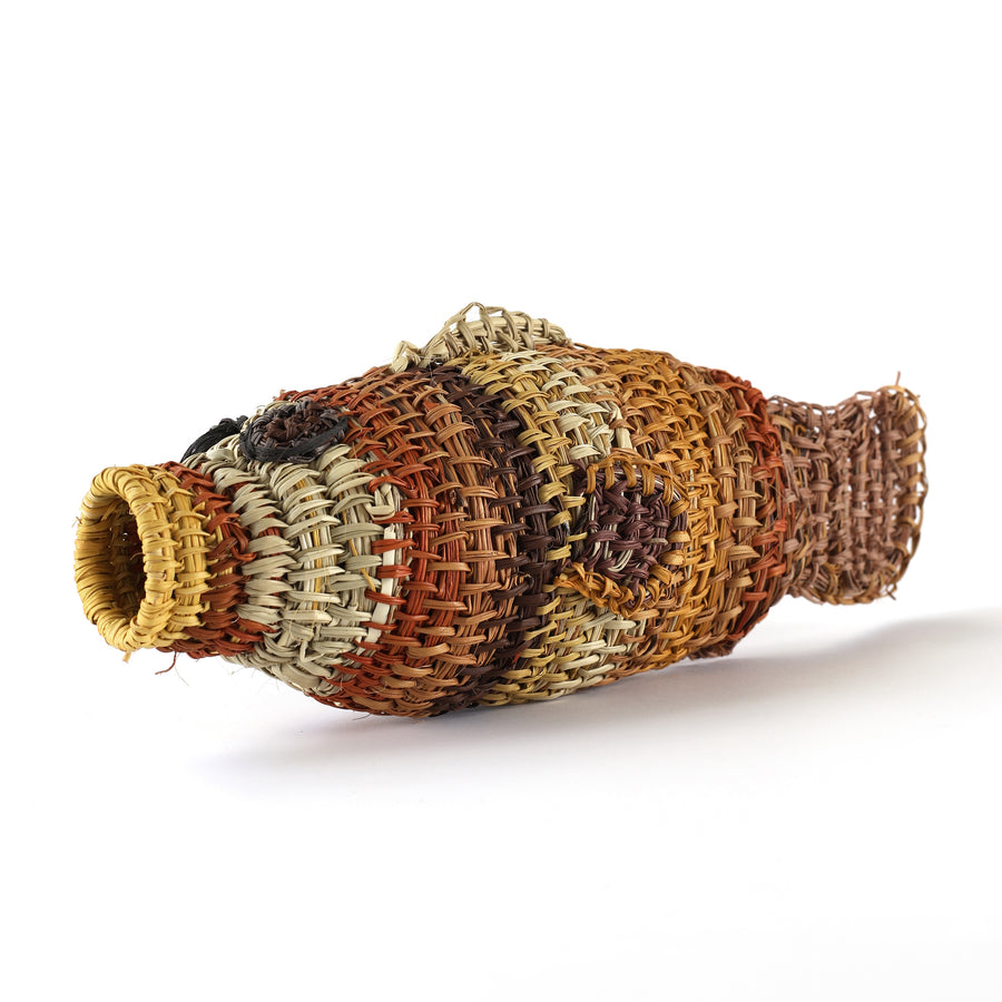 Aboriginal Artwork by Mavis Warrngilnga Ganambarr, Burrumitpa (Rock Cod) Sculpture 29x10x8cm