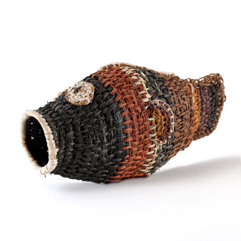 Aboriginal Artwork by Mavis Warrngilnga Ganambarr, Burrumitpa (Rock Cod) Sculpture 27x9x13cm