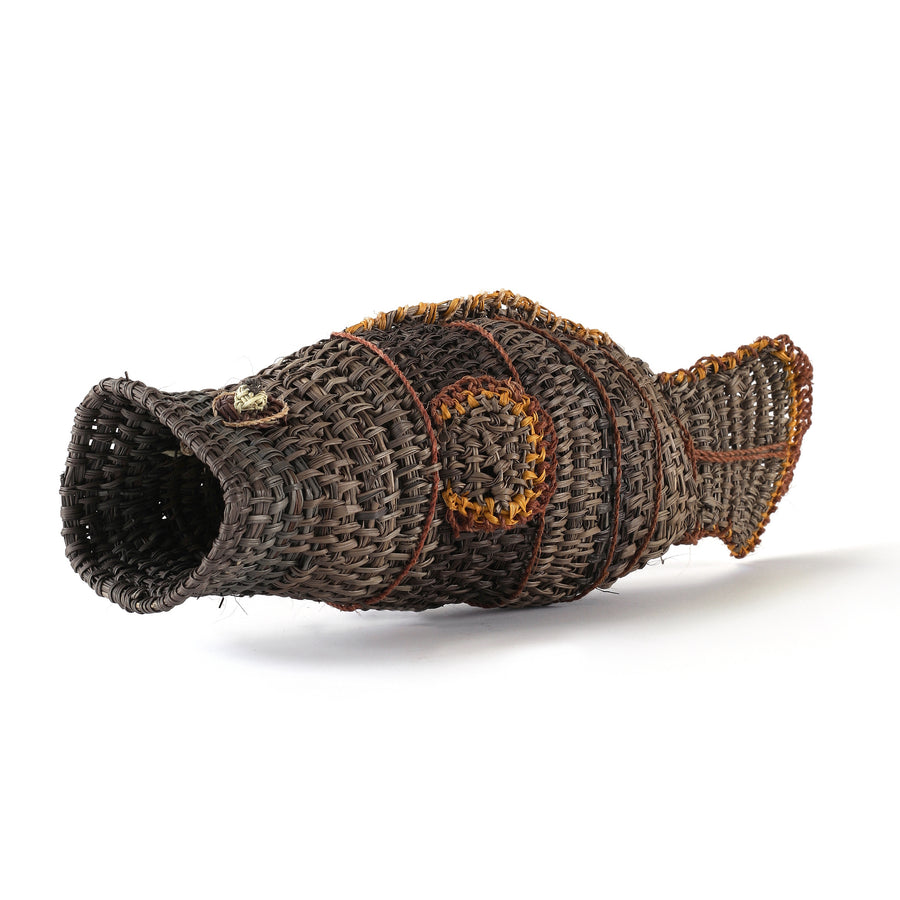 Aboriginal Artwork by Mavis Warrngilnga Ganambarr, Burrumitpa (Rock Cod) Sculpture 33x12x12cm