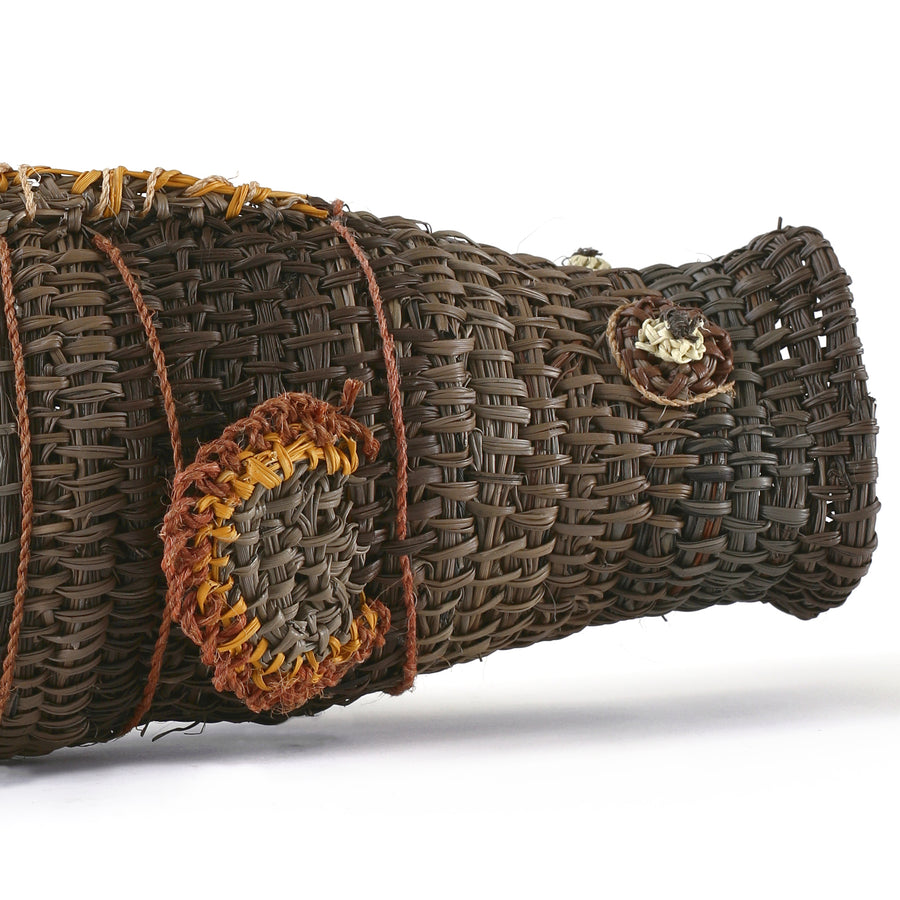 Aboriginal Artwork by Mavis Warrngilnga Ganambarr, Burrumitpa (Rock Cod) Sculpture 33x12x12cm