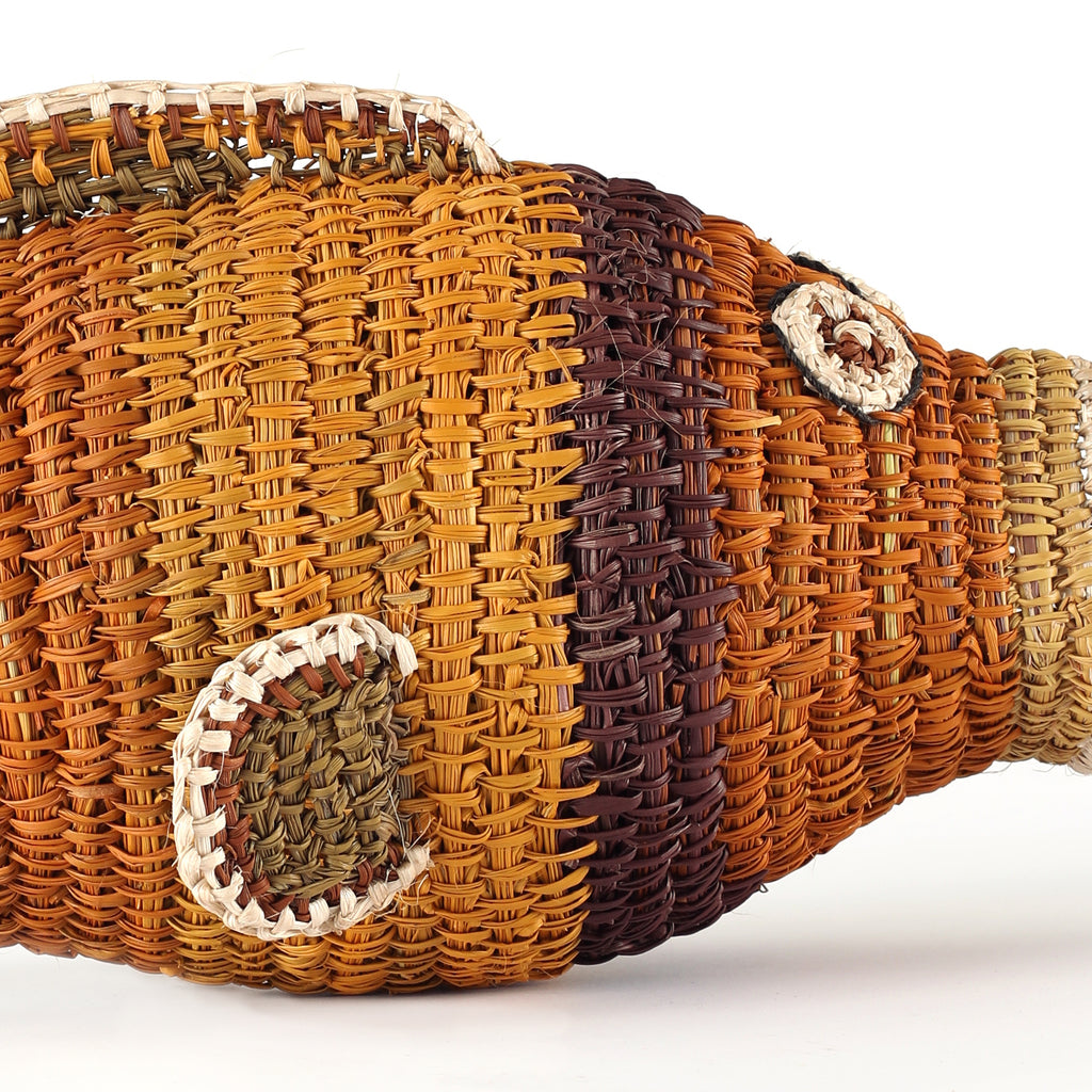 Aboriginal Artwork by Mavis Warrngilnga Ganambarr, Burrumitpa (Rock Cod) Sculpture 38x16x15cm