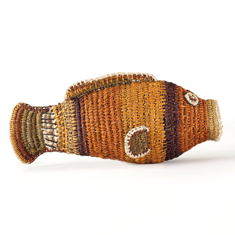 Aboriginal Artwork by Mavis Warrngilnga Ganambarr, Burrumitpa (Rock Cod) Sculpture 38x16x15cm