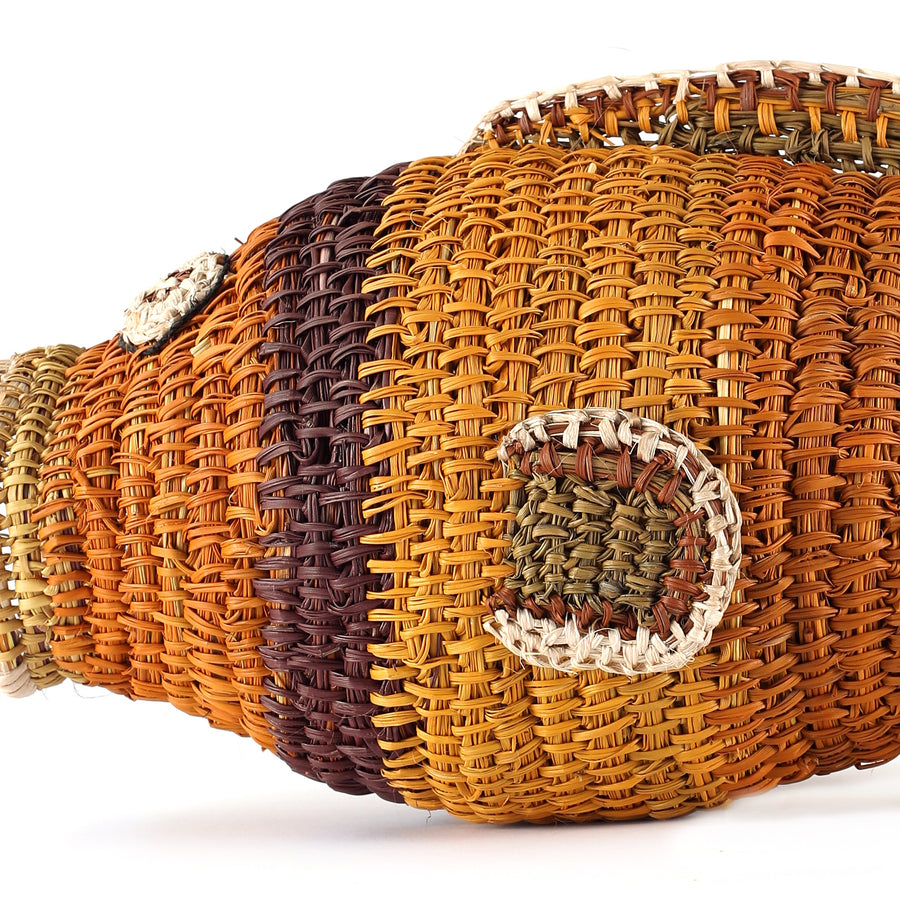 Aboriginal Artwork by Mavis Warrngilnga Ganambarr, Burrumitpa (Rock Cod) Sculpture 38x16x15cm