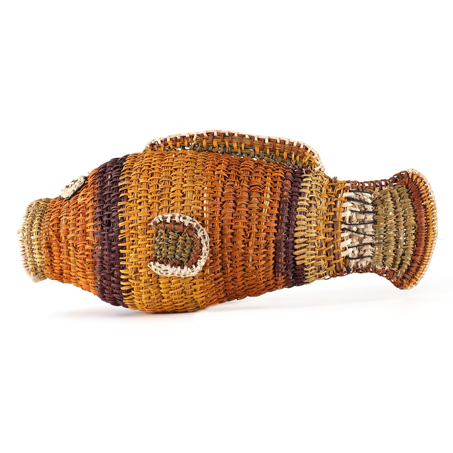Aboriginal Artwork by Mavis Warrngilnga Ganambarr, Burrumitpa (Rock Cod) Sculpture 38x16x15cm