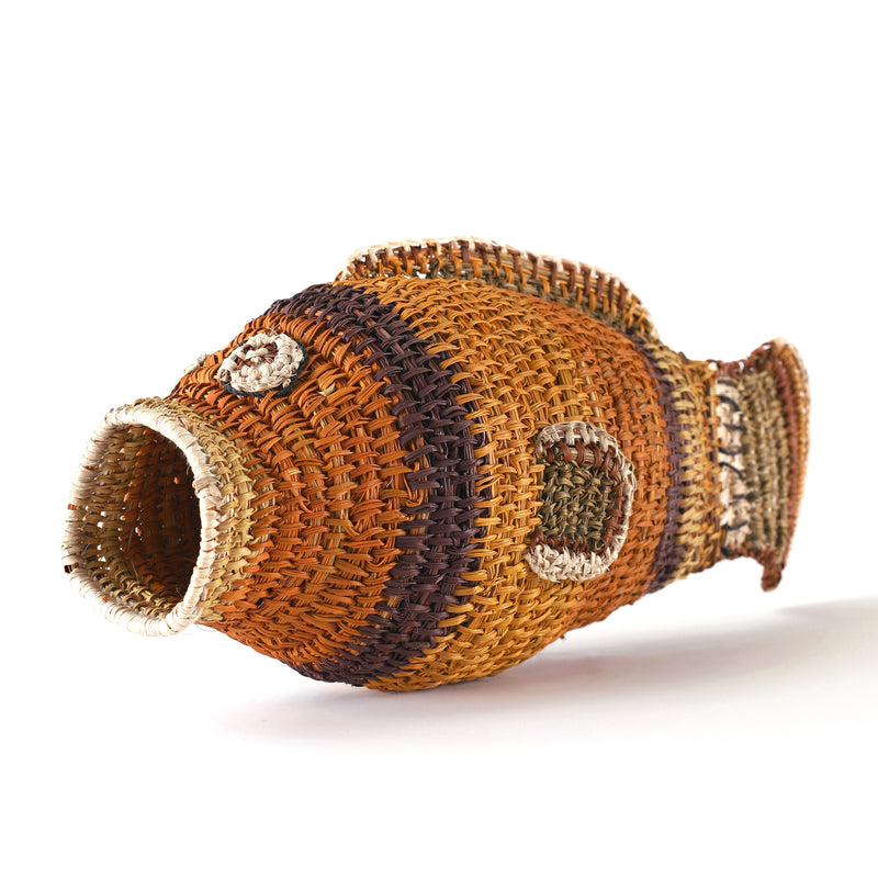 Aboriginal Artwork by Mavis Warrngilnga Ganambarr, Burrumitpa (Rock Cod) Sculpture 38x16x15cm