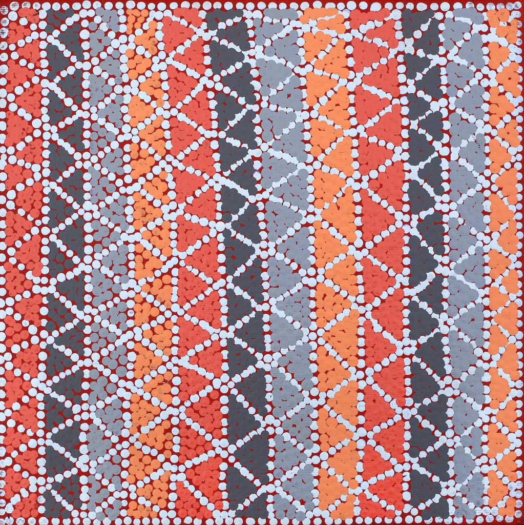 Aboriginal Artwork by Lizzie Nungarrayi Spencer, Ngapa Jukurrpa (Water Dreaming) - Pirlinyarnu, 30x30cm - ART ARK®