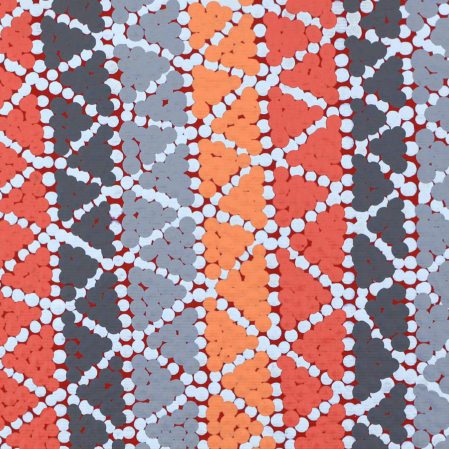 Aboriginal Artwork by Lizzie Nungarrayi Spencer, Ngapa Jukurrpa (Water Dreaming) - Pirlinyarnu, 30x30cm