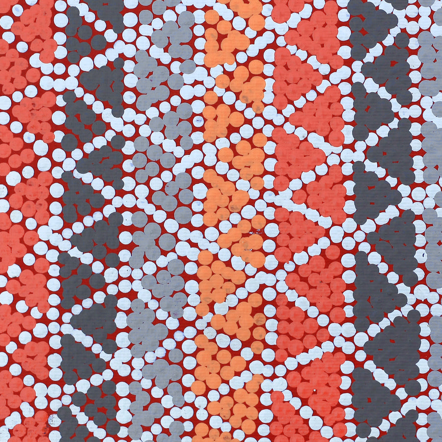 Aboriginal Artwork by Lizzie Nungarrayi Spencer, Ngapa Jukurrpa (Water Dreaming) - Pirlinyarnu, 30x30cm