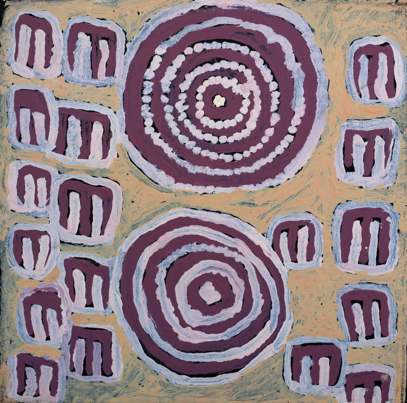Aboriginal Artwork by Frank Japanangka, Janganpa Jukurrpa, 30x30cm