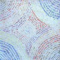 Aboriginal Artwork by Peggy Nampijinpa Brown, Warlukurlangu Jukurrpa (Fire country Dreaming), 46x46cm