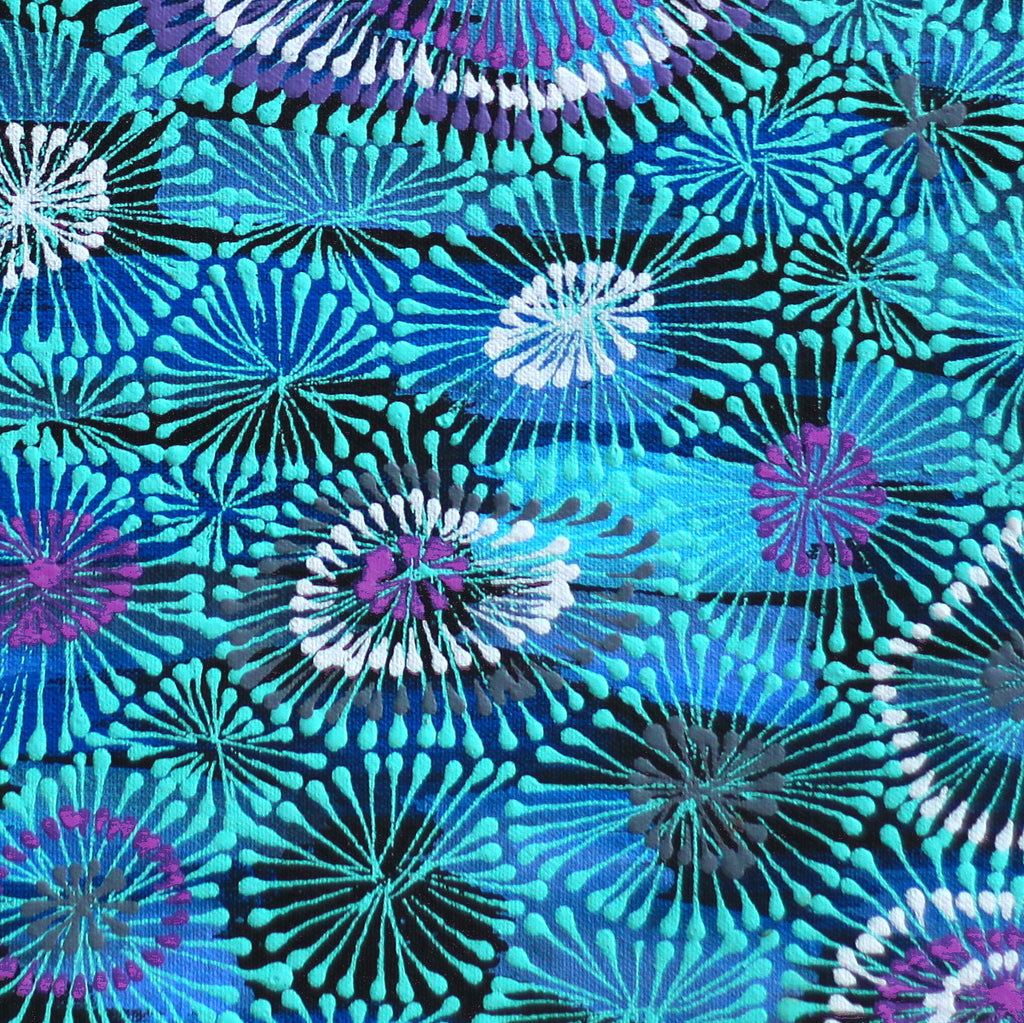 Aboriginal Artwork by Sylvaria Napurrurla Walker, Jitilypuru Jukurrpa, 46x46cm