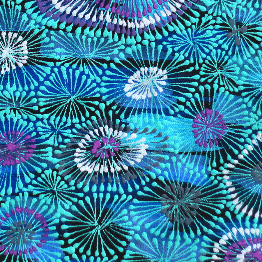 Aboriginal Artwork by Sylvaria Napurrurla Walker, Jitilypuru Jukurrpa, 46x46cm