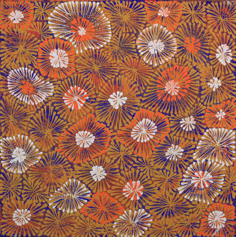 Aboriginal Artwork by Sylvaria Napurrurla Walker, Jitilypuru Jukurrpa, 30x30cm