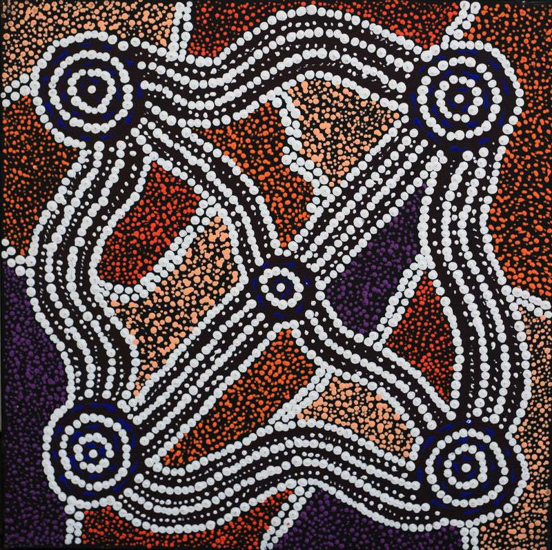 Aboriginal Artwork by Sharlene Nakamarra Nelson, Yarla Jukurrpa, 30x30cm
