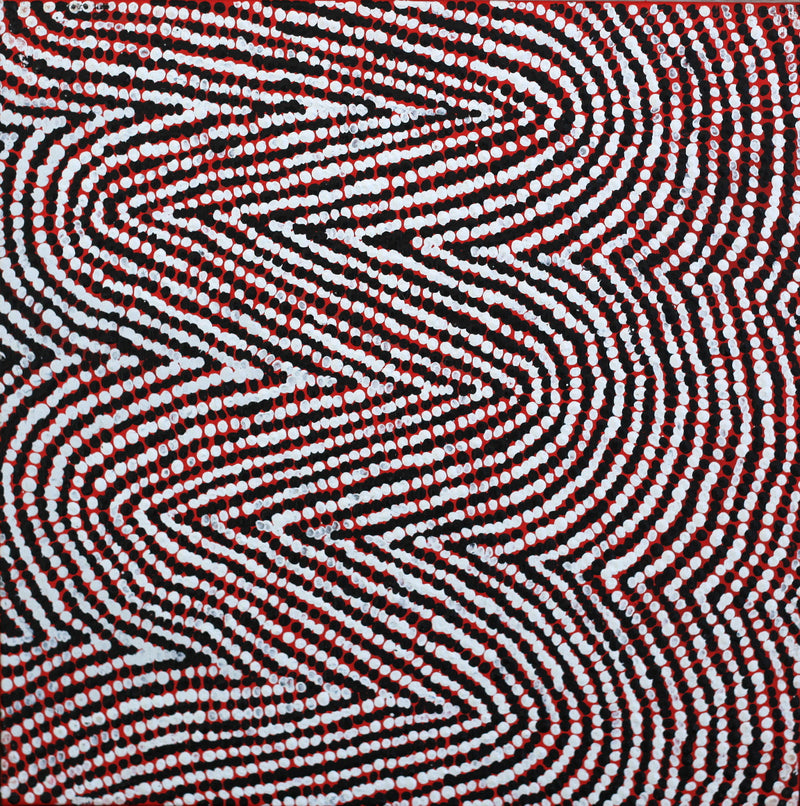 Aboriginal Artwork by Sarah Napurrurla Leo, Lukarrara Jukurrpa, 30x30cm