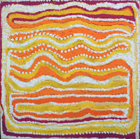 Aboriginal Artwork by Rosie Nangala Flemming, Ngapa Jukurrpa - Puyurru 30x30cm