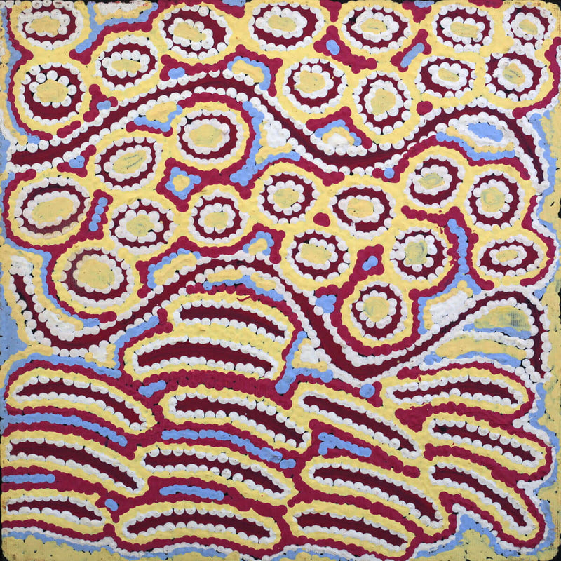 Aboriginal Artwork by Alice Nampijinpa Michaels, Lappi Lappi Jukurrpa, 30x30cm
