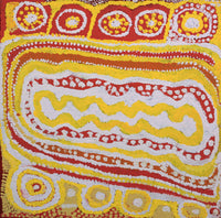 Aboriginal Artwork by Rosie Nangala Flemming, Ngapa Jukurrpa - Puyurru 30x30cm