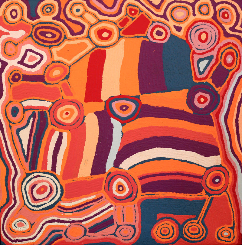 Aboriginal Artwork by Nancy Napanangka Gibson, Mina Mina Jukurrpa, 76x76cm