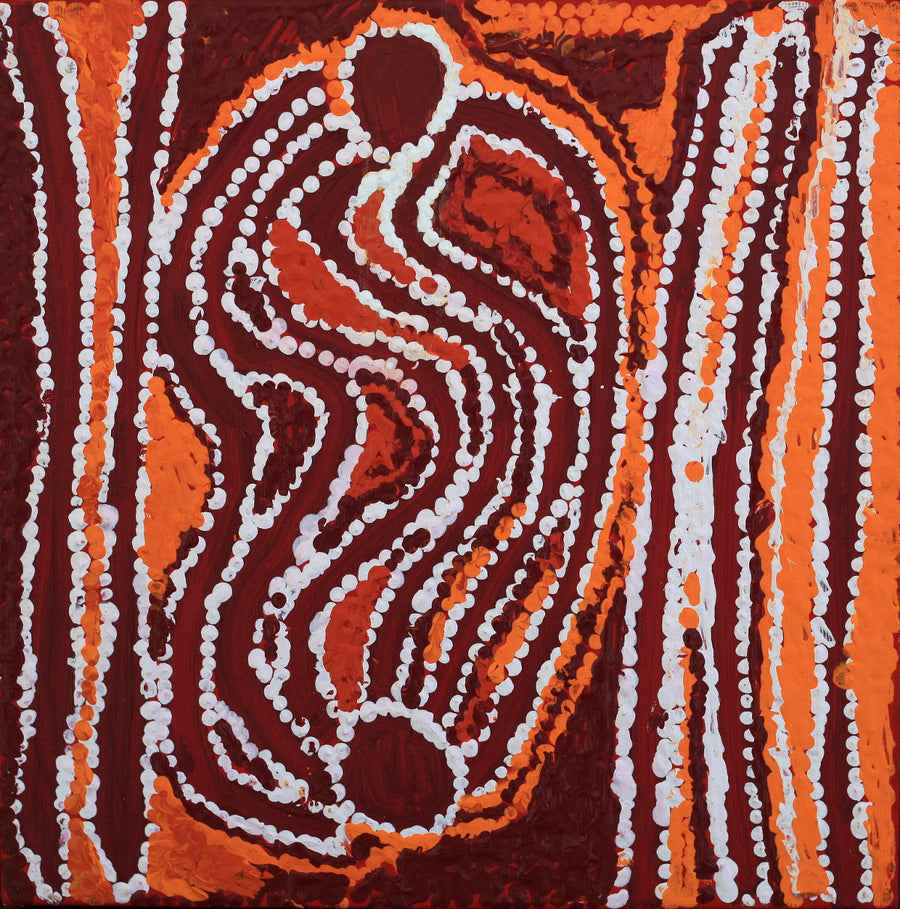 Aboriginal Artwork by Liddy Napanangka Walker, Pirlarla Jukurrpa 30x30cm