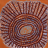 Aboriginal Artwork by Shorty Jangala Robertson, Ngapa Jukurrpa (Water Dreaming) - Puyurru, 46x46cm