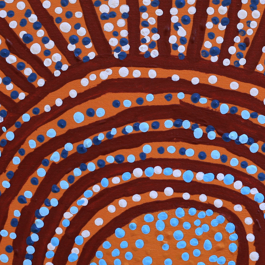 Aboriginal Artwork by Shorty Jangala Robertson, Ngapa Jukurrpa (Water Dreaming) - Puyurru, 46x46cm