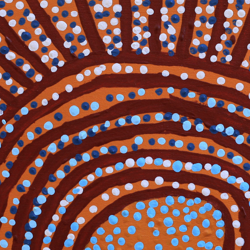 Aboriginal Artwork by Shorty Jangala Robertson, Ngapa Jukurrpa (Water Dreaming) - Puyurru, 46x46cm