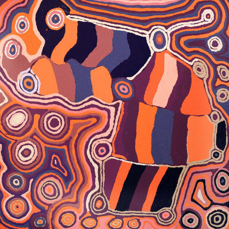 Aboriginal Artwork by Nancy Napanangka Gibson, Mina Mina Jukurrpa, 91x91cm