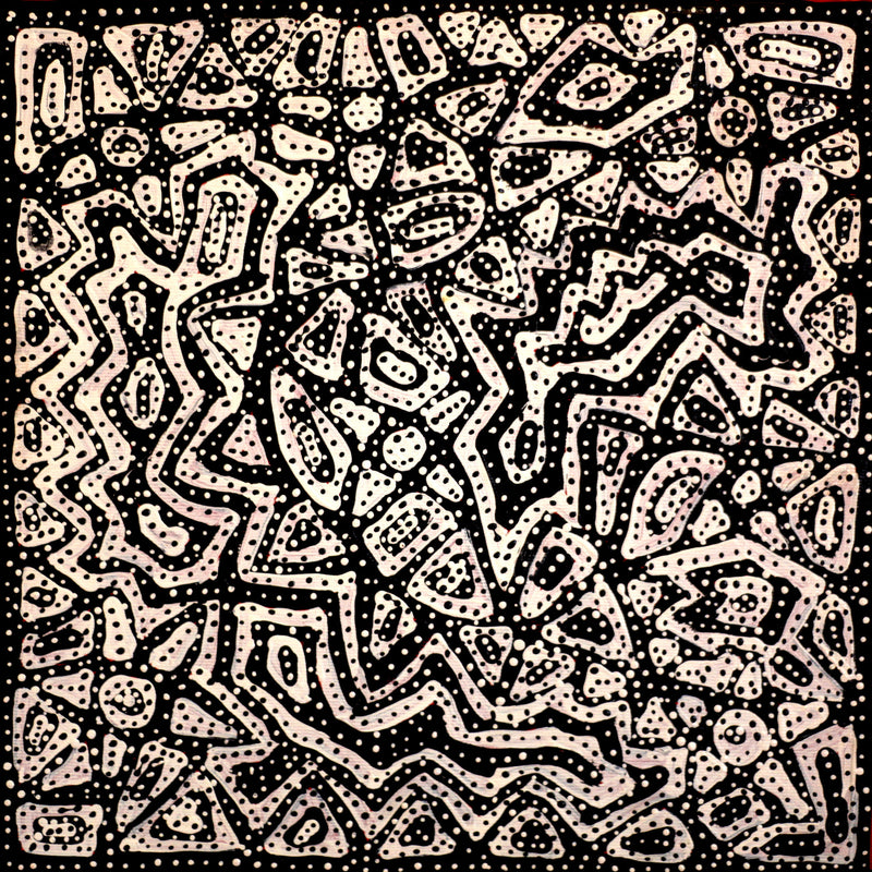 Aboriginal Artwork by Pauline Napangardi Gallagher, Mina Mina Jukurrpa, 30x30cm