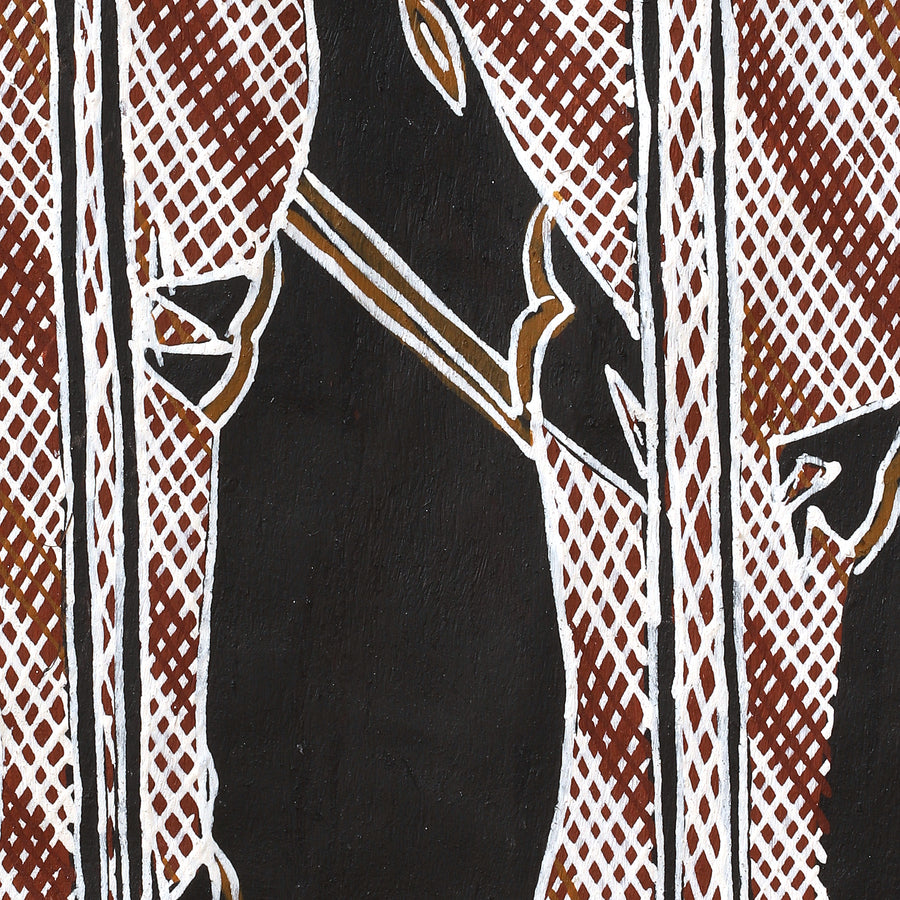 Aboriginal Artwork by Ŋulwurr #2 Yunupiŋu, Waṉkurra, 108x38cm Bark