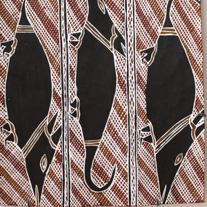 Aboriginal Art by Ŋulwurr #2 Yunupiŋu, Waṉkurra, 108x38cm Bark - ART ARK®