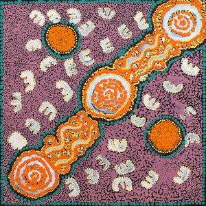 Aboriginal Art by Aaron Jampijnpa Spencer, Janganpa Jukurrpa (Brush-tail Possum Dreaming) - Mawurrji, 30x30cm - ART ARK®