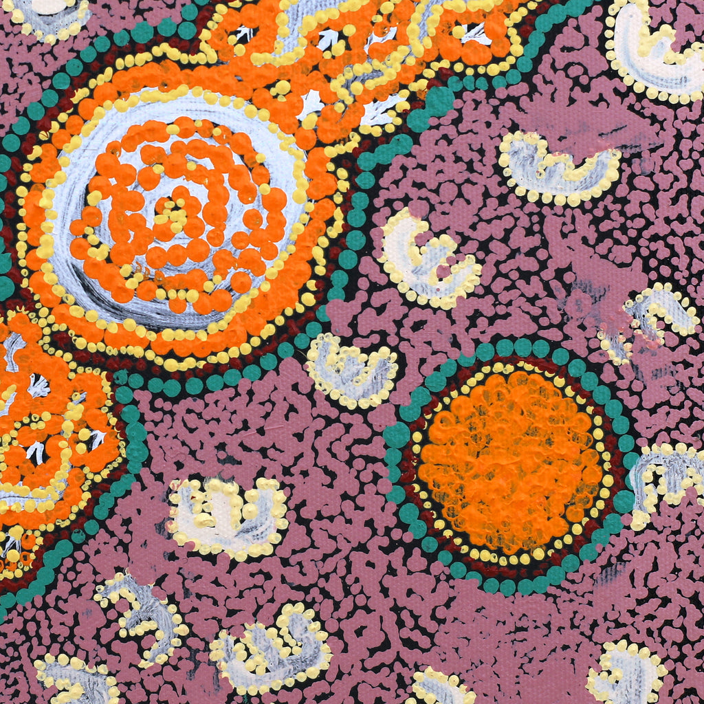 Aboriginal Art by Aaron Jampijnpa Spencer, Janganpa Jukurrpa (Brush-tail Possum Dreaming) - Mawurrji, 30x30cm - ART ARK®