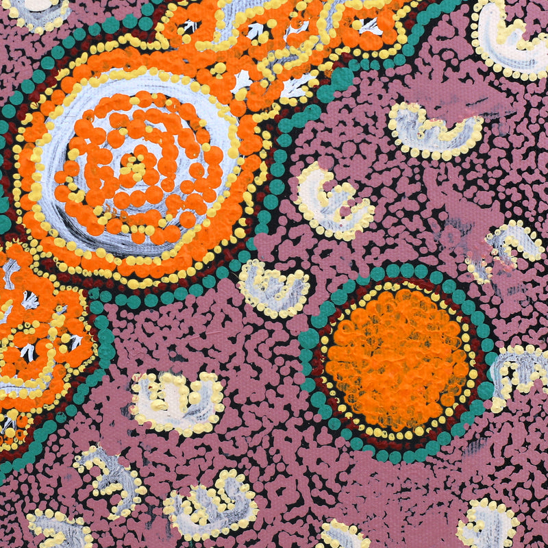 Aboriginal Artwork by Aaron Jampijnpa Spencer, Janganpa Jukurrpa (Brush-tail Possum Dreaming) - Mawurrji, 30x30cm