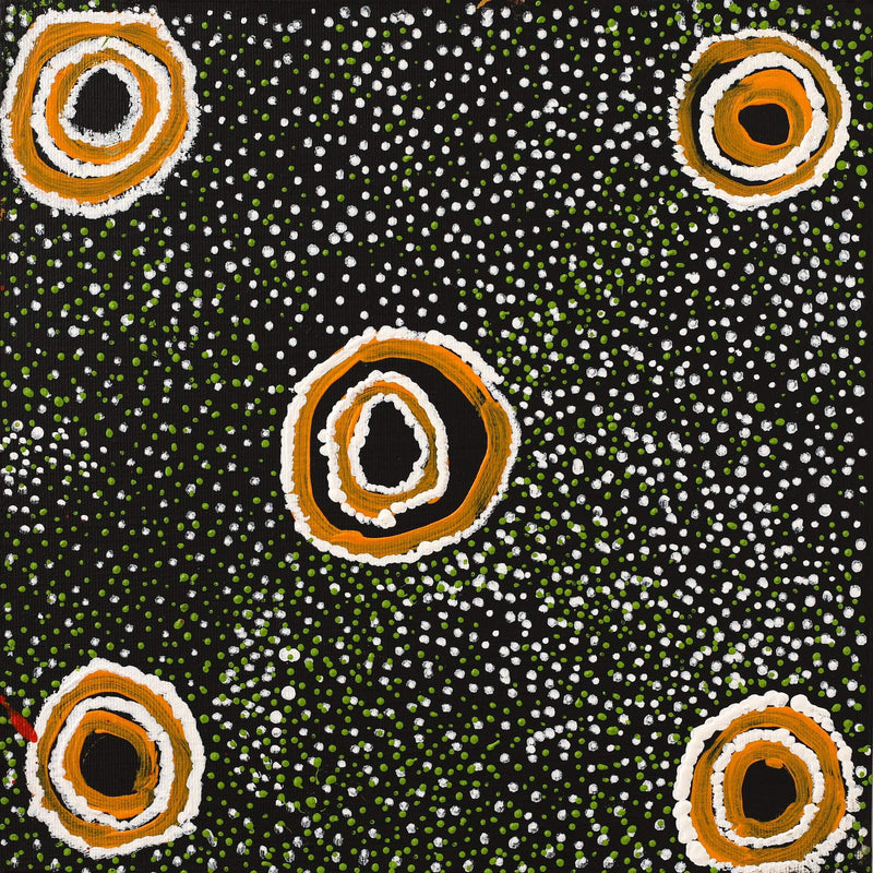 Aboriginal Artwork by Ada Nangala Dixon, Ngapa Jukurrpa (Water Dreaming) - Puyurru, 30x30cm