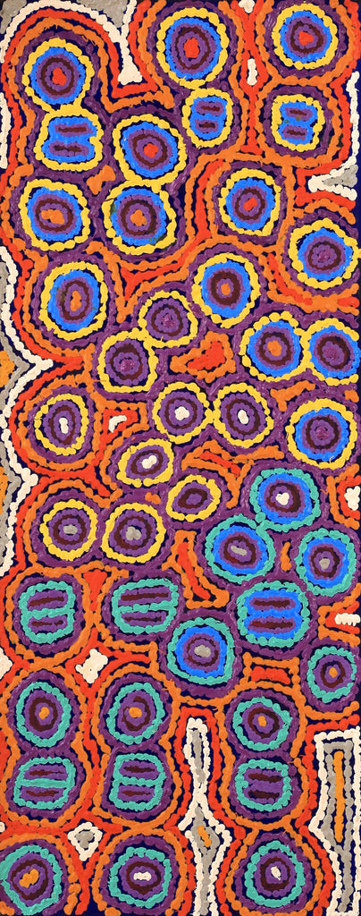 Aboriginal Artwork by Ada Nangala Dixon, Ngapa Jukurrpa (Water Dreaming) - Puyurru, 76x30cm - ART ARK®