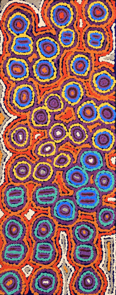 Aboriginal Artwork by Ada Nangala Dixon, Ngapa Jukurrpa (Water Dreaming) - Puyurru, 76x30cm
