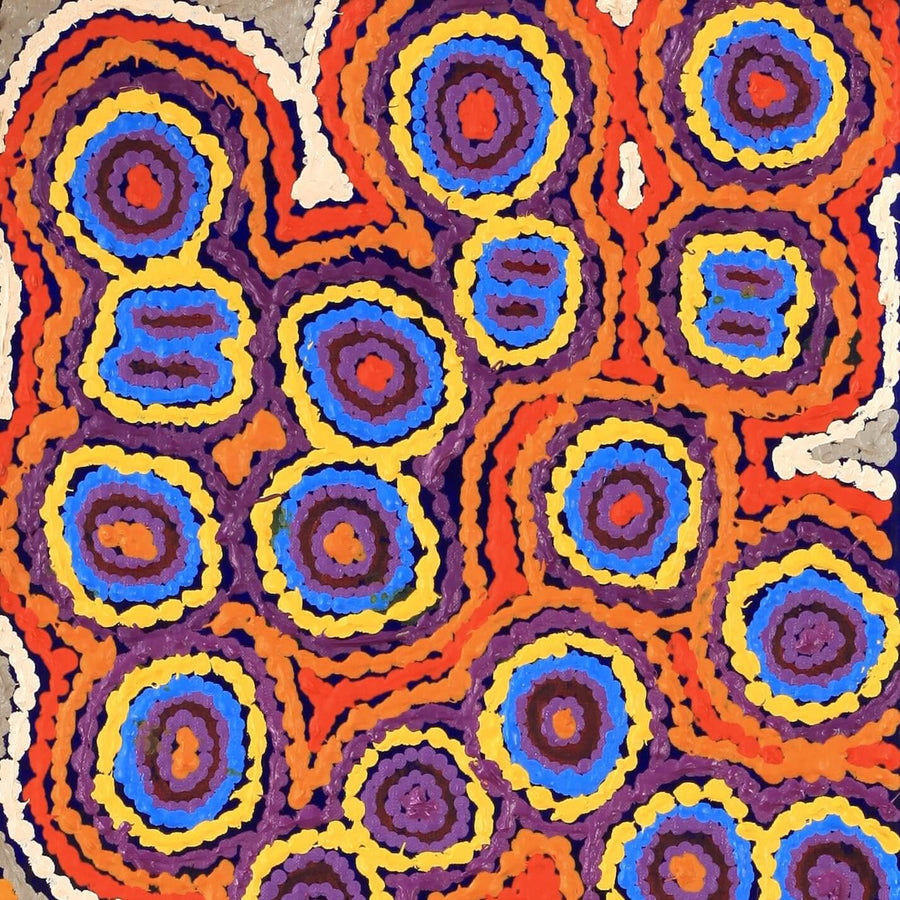 Aboriginal Artwork by Ada Nangala Dixon, Ngapa Jukurrpa (Water Dreaming) - Puyurru, 76x30cm