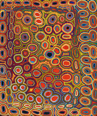 Aboriginal Artwork by Ada Nangala Dixon, Ngapa Jukurrpa (Water Dreaming) - Puyurru, 91x76cm