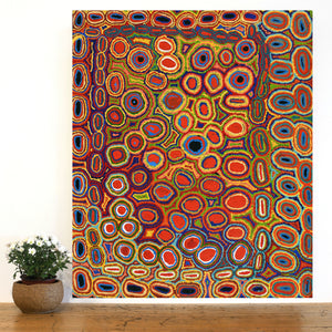 Aboriginal Art by Ada Nangala Dixon, Ngapa Jukurrpa (Water Dreaming) - Puyurru, 91x76cm - ART ARK®